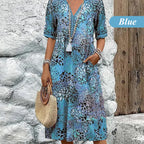💥Women's Vivid Printed V-Neck Midi Dress