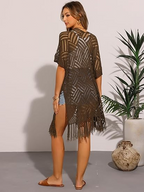 🔥This Week's Special Price:£15.99!!😍Women's Oversized Knit Cardigan – Lightweight Crochet Tassel Kimono for Spring & Summer 🌸