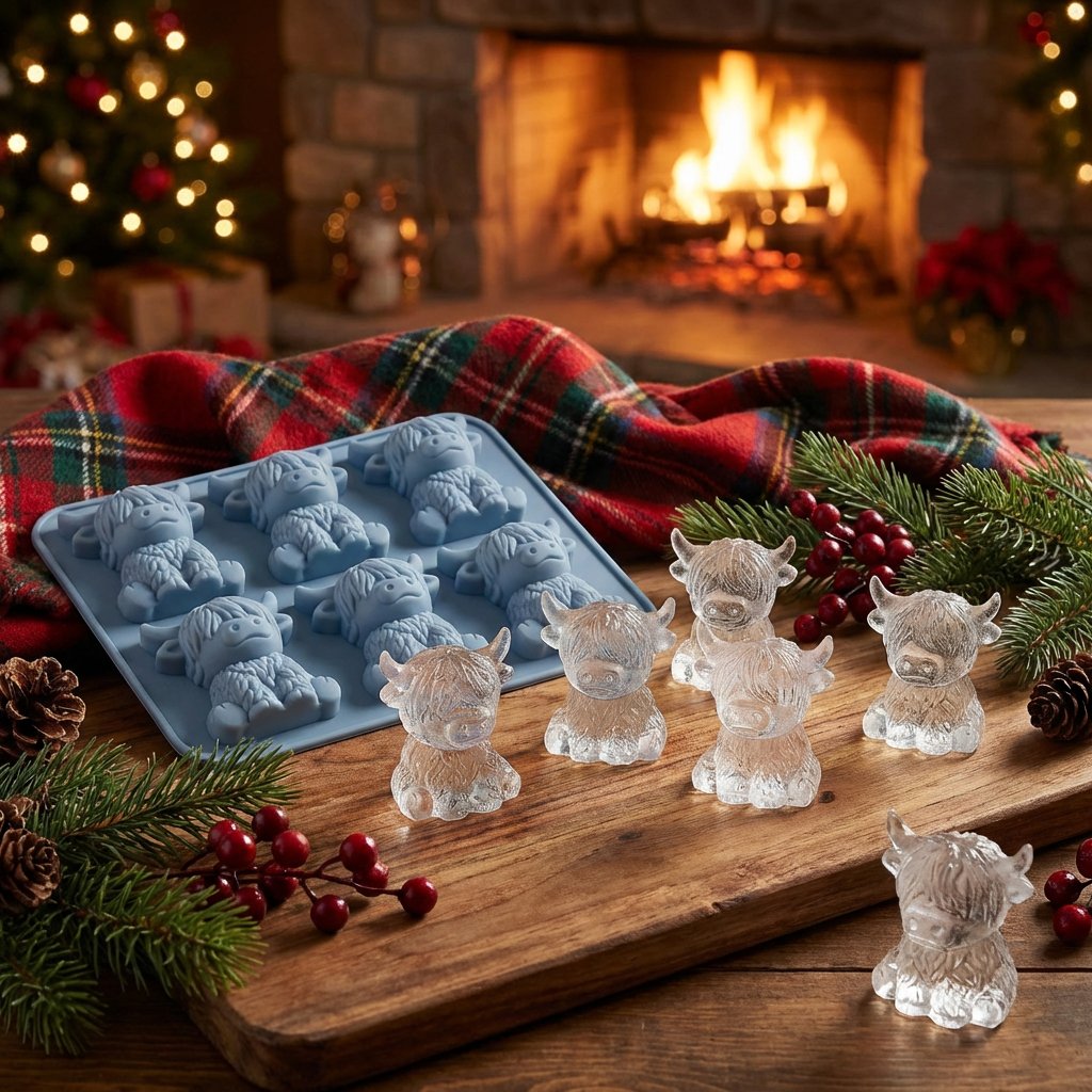 🐮 Mini Highland Cow Ice Cube Mold – Cute 3D Ice Cubes for Drinks, Parties & Gifts