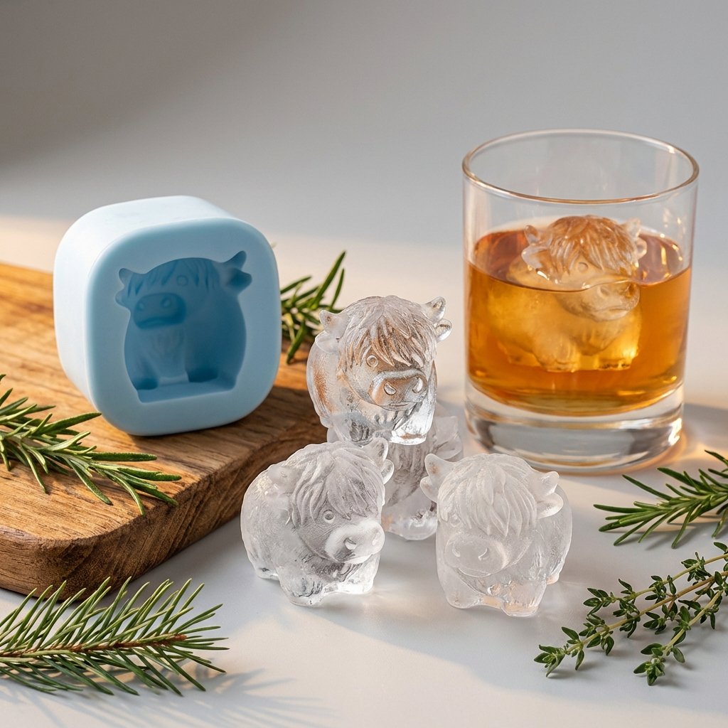 🐮 Mini Highland Cow Ice Cube Mold – Cute 3D Ice Cubes for Drinks, Parties & Gifts