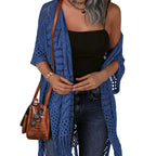 🔥This Week's Special Price:£15.99!!😍Women's Oversized Knit Cardigan – Lightweight Crochet Tassel Kimono for Spring & Summer 🌸