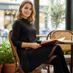 Elegant Long Sleeve Pleated Panel Dress
