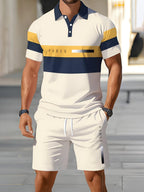 🔥Men's Short Sleeve Casual Set. Summer Beach Fashion Sport Wear. Plaid Pattern. Slim-Fitting. Above the Knee