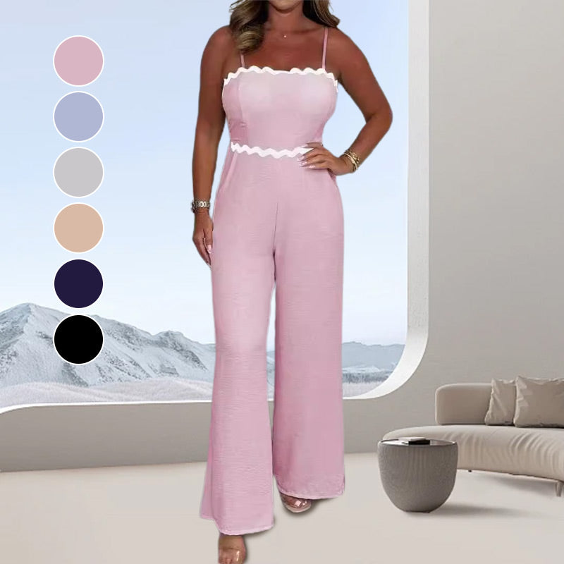 🔥50% off🔥Women's Wavey Trim Spaghetti Strap Jumpsuit