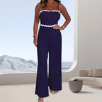 🔥50% off🔥Women's Wavey Trim Spaghetti Strap Jumpsuit