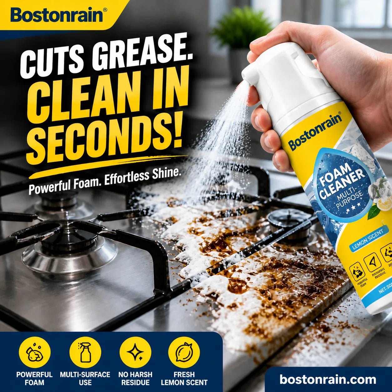🥳2026 HOT SALE🥳💞50K+ SOLD!🧴💚 50% OFF! Grease & Stain Remover – Foam action. no harsh chemicals. Works on coffee. ink & oil. A true all‑rounder. 🏠✅