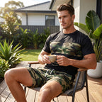 🌿40% OFF！🌲Men's Camouflage Print T-Shirt & Shorts Set