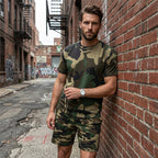 🌿40% OFF！🌲Men's Camouflage Print T-Shirt & Shorts Set