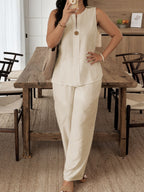 Minimalist Sleeveless Top & Wide-Leg Pants