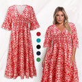 💖LAST DAY SALE 50% OFF💖Bohemian Casual Print V-neck Waist Wrap Long Dress