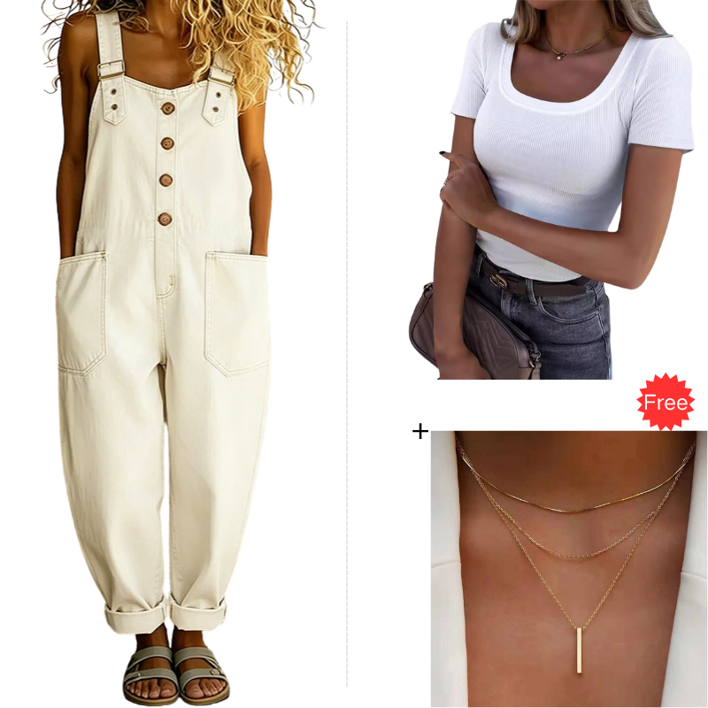 🔥Limited-time offer-Women's Casual Baggy Denim Overalls with Pockets
