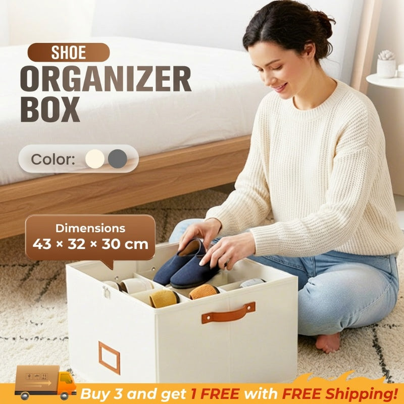 📢📢50% OFF !!!⏰ Fabric Shoe Organizer Storage Box👟– Foldable Design. Large Capacity. Dustproof & Breathable. Space-Saving for Closet & Bedroom 🧺
