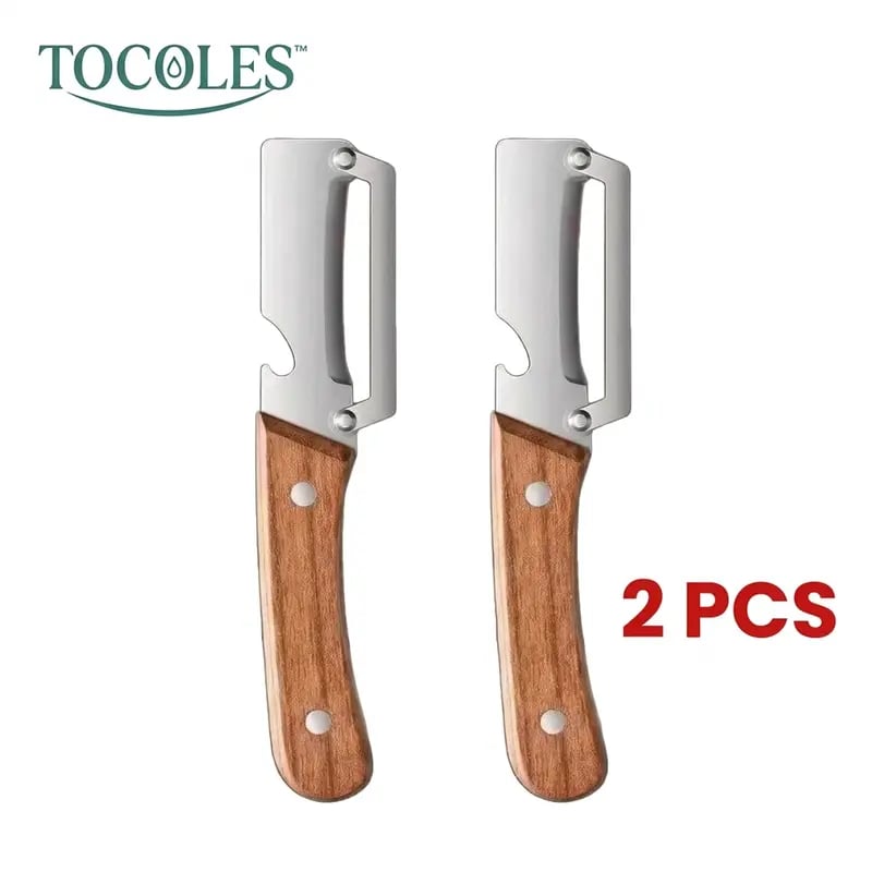 ✨Discounted Price ✨Multi-Functional Vegetable Peeler for Kitchen. Ultra-Sharp Stainless Steel Blade with Wooden Handle and Bottle Opener (2 Pcs)