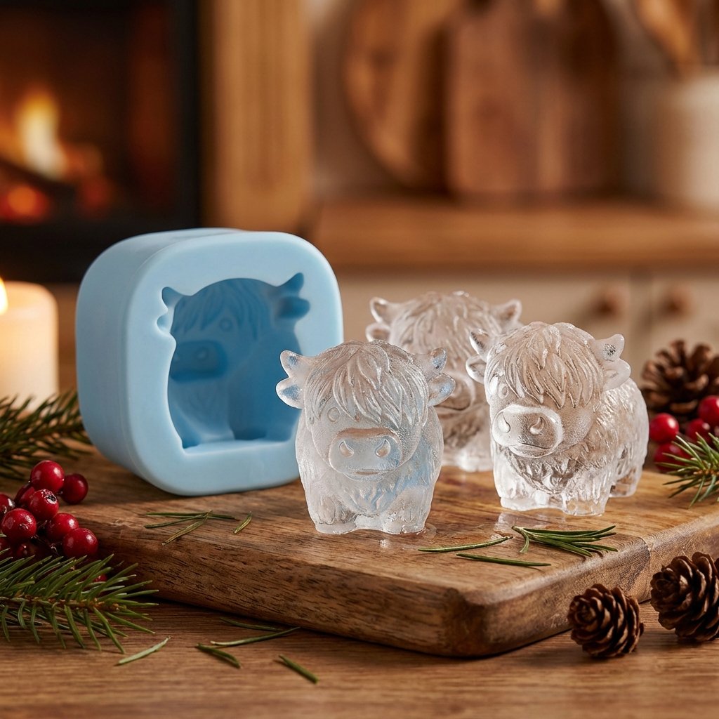 🐮 Mini Highland Cow Ice Cube Mold – Cute 3D Ice Cubes for Drinks, Parties & Gifts