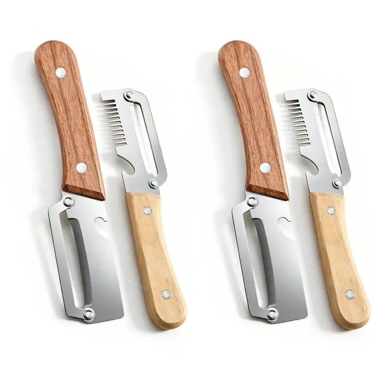 ✨Discounted Price ✨Multi-Functional Vegetable Peeler for Kitchen. Ultra-Sharp Stainless Steel Blade with Wooden Handle and Bottle Opener (2 Pcs)