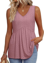 💜LAST DAY PROMOTION - 49%OFF💜Women's Print Flowy Sleeveless V Neck Peplum Tank Tops