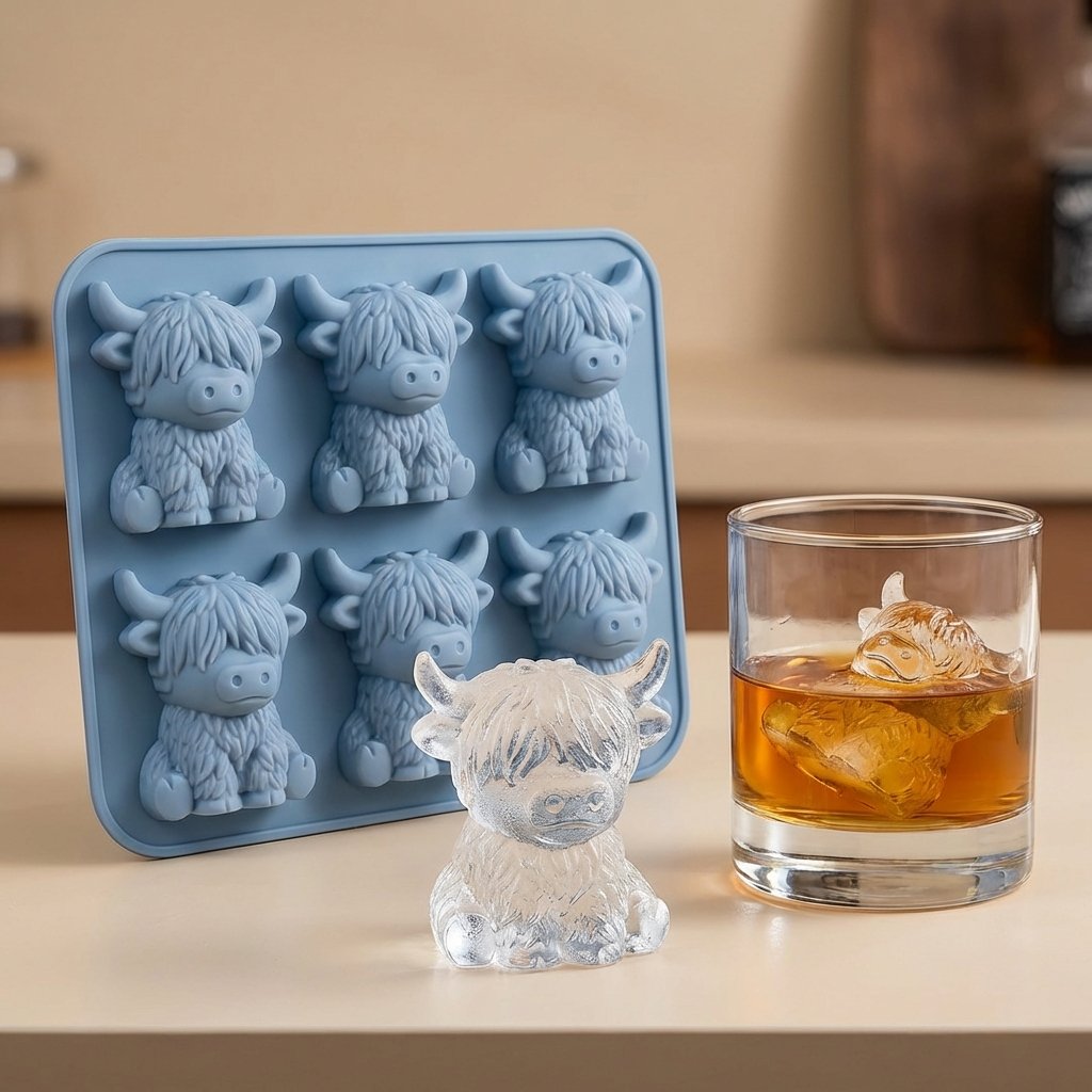 🐮 Mini Highland Cow Ice Cube Mold – Cute 3D Ice Cubes for Drinks, Parties & Gifts