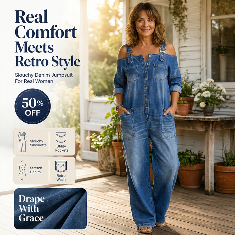 Loose Fit Wide-Leg Overall Jumpsuit with Pockets