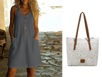 🌸Women's Solid Color U-Neck Sleeveless Cotton Linen Dress - Lightweight. Breezy & Ridiculously Comfy 💛