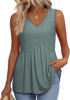 💜LAST DAY PROMOTION - 49%OFF💜Women's Print Flowy Sleeveless V Neck Peplum Tank Tops
