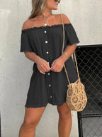 👖Short Sleeve Denim Dress | Soft Cotton Blend. Casual Comfort & Versatile for Brunch to Park