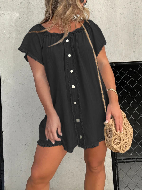 👖Short Sleeve Denim Dress | Soft Cotton Blend. Casual Comfort & Versatile for Brunch to Park
