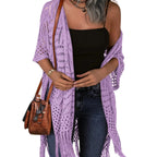🔥This Week's Special Price:£15.99!!😍Women's Oversized Knit Cardigan – Lightweight Crochet Tassel Kimono for Spring & Summer 🌸