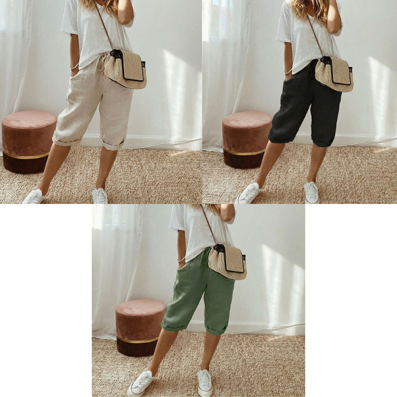 Women's Casual Cotton Linen Capris