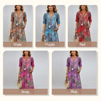 💥Women's Vivid Printed V-Neck Midi Dress