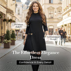 Elegant Long Sleeve Pleated Panel Dress