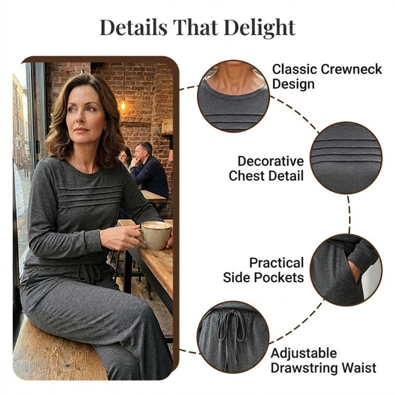 🔥40% OFF!💓Women's Crew Neck Top & Drawstring Pants Set
