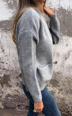 🔥HOT SALE - Round Neck Zipper Knitted Jacket