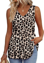 💜LAST DAY PROMOTION - 49%OFF💜Women's Print Flowy Sleeveless V Neck Peplum Tank Tops