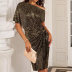 💃Hot Sales - 49% OFF🎉Sparkly One-Shoulder Ruched Dress✨