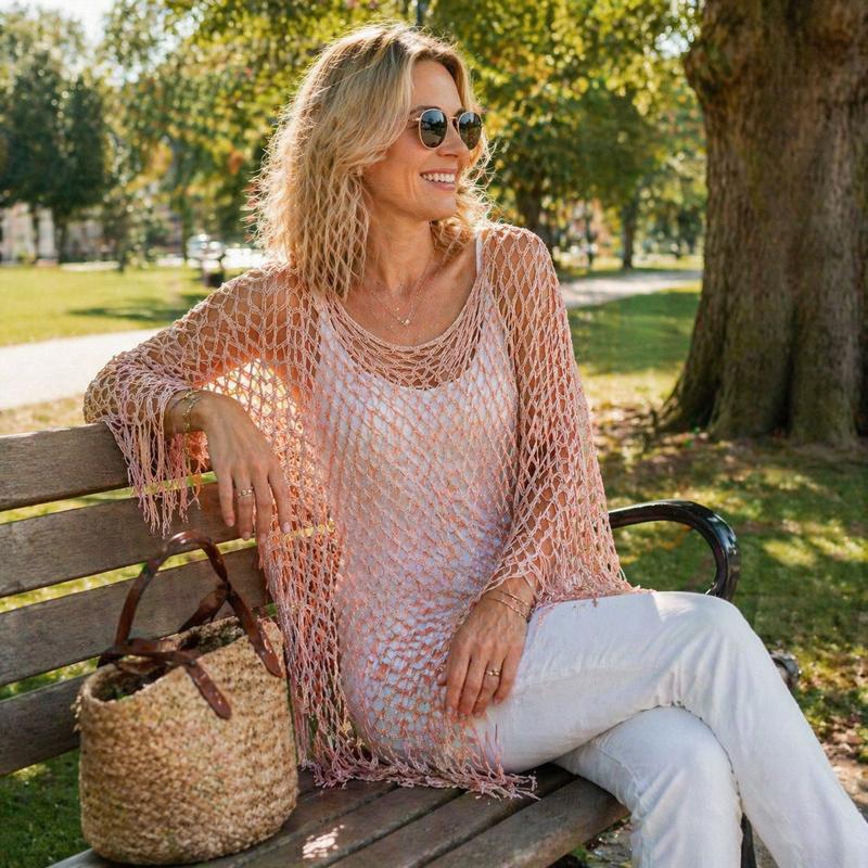 🏆 Last Day Special Price £9.99! 💐Summer Metallic Crochet Cover-Up – Lightweight. Flowy & Effortlessly Stylish summer outfit