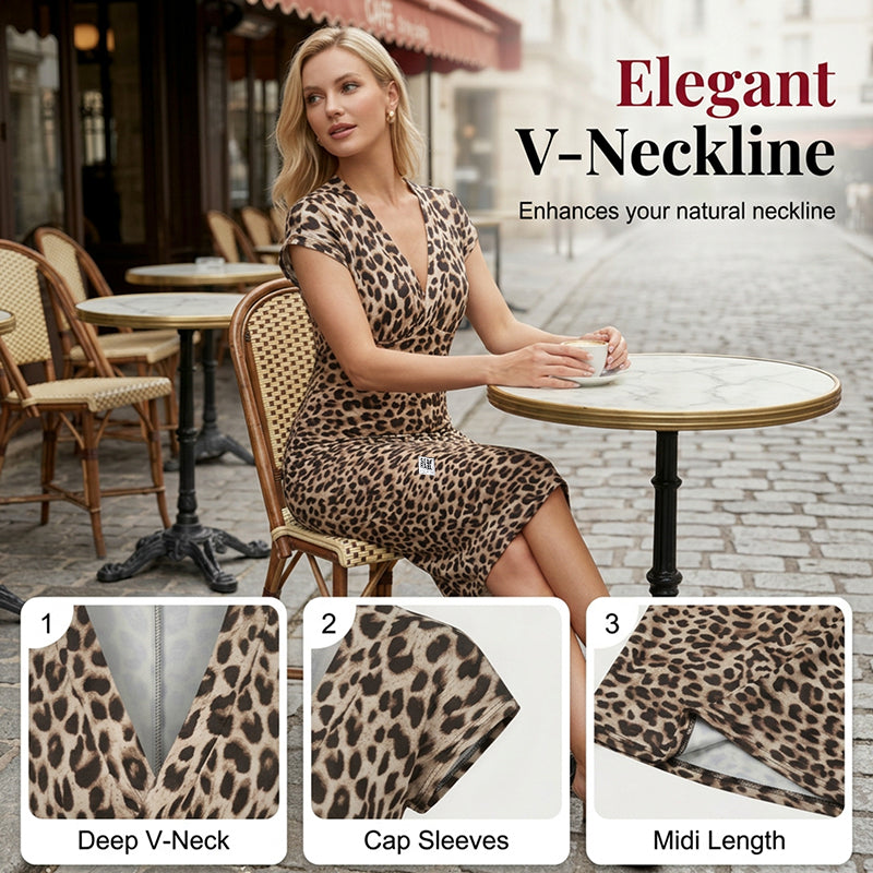 👗New arrival 40% OFF!🥰Women's V-Neck Leopard Print Dress