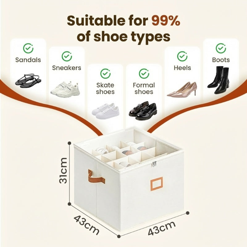 📢📢50% OFF !!!⏰ Fabric Shoe Organizer Storage Box👟– Foldable Design. Large Capacity. Dustproof & Breathable. Space-Saving for Closet & Bedroom 🧺