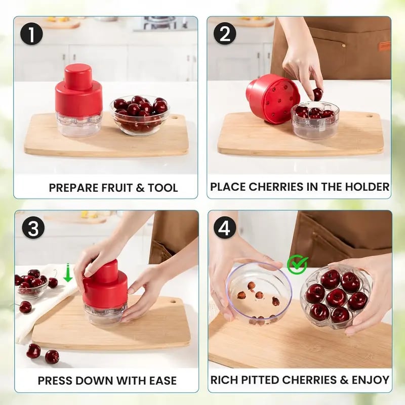 7-in-1 Cherry & Olive Pitter Tool - Portable Fruit Seed Remover for Fresh Cherry Dishes