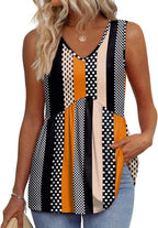 💜LAST DAY PROMOTION - 49%OFF💜Women's Print Flowy Sleeveless V Neck Peplum Tank Tops