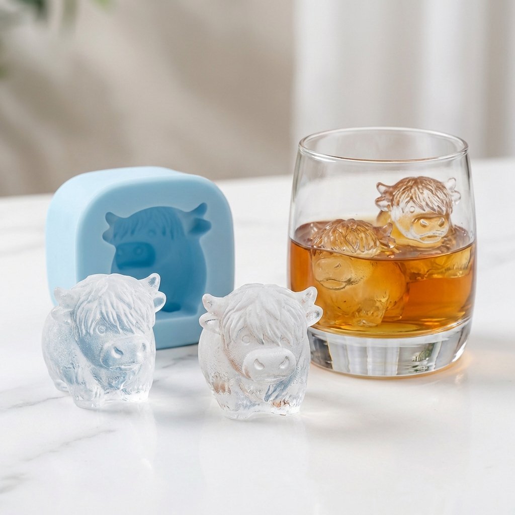🐮 Mini Highland Cow Ice Cube Mold – Cute 3D Ice Cubes for Drinks, Parties & Gifts