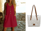 🌸Women's Solid Color U-Neck Sleeveless Cotton Linen Dress - Lightweight. Breezy & Ridiculously Comfy 💛