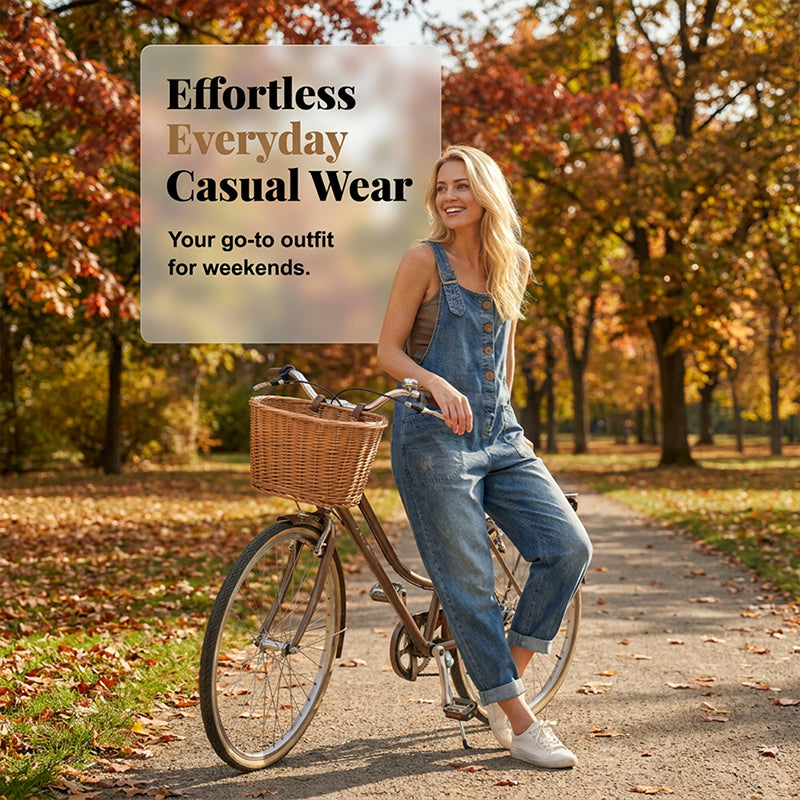 Women's Casual Baggy Denim Overalls with Pockets