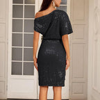 💃Hot Sales - 49% OFF🎉Sparkly One-Shoulder Ruched Dress✨