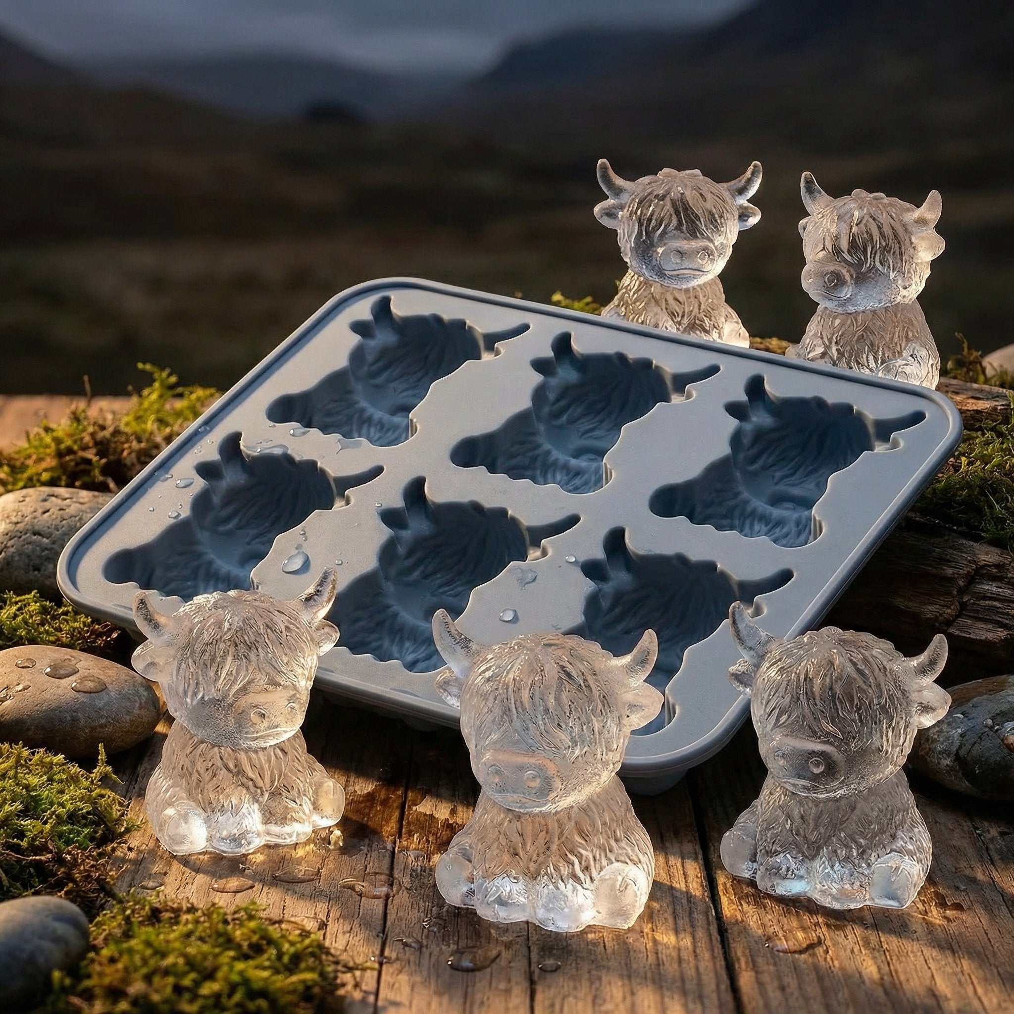 🐮 Mini Highland Cow Ice Cube Mold – Cute 3D Ice Cubes for Drinks, Parties & Gifts