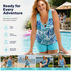 🏖️ 50% OFF! ✨ Sporty Two-Piece Bathing Suit – Criss-Cross Neck. Boy Shorts. Quick-Dry 🏄‍♀️