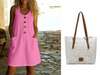 🌸Women's Solid Color U-Neck Sleeveless Cotton Linen Dress - Lightweight. Breezy & Ridiculously Comfy 💛