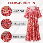 💖LAST DAY SALE 50% OFF💖Bohemian Casual Print V-neck Waist Wrap Long Dress