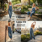 Women's Casual Baggy Denim Overalls with Pockets