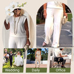 Women's Crew Neck Sleeveless Top and Pants Set
