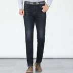 📢📢40% OFF !! ⏰Men's Elastic High Waist Straight Leg Jeans – Stretch Cotton. Breathable. Classic Fit ✨